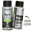 Two KetoneAid Ke4 bottles showing old and new label designs, each with 30g ketone ester per 60ml bottle and 12 servings.