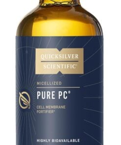 Amber glass bottle of Quicksilver Scientific Pure PC micellized dietary supplement, 4 fl oz, for cell membrane support.