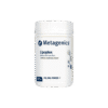 White plastic bottle of Metagenics Lipoplex Chinese Red Yeast Rice dietary supplement containing 120g oral powder with a white screw cap