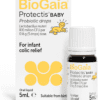 Box and bottle of BioGaia Protectis Baby probiotic drops for infant colic relief, containing Lactobacillus reuteri, 5ml oral liquid