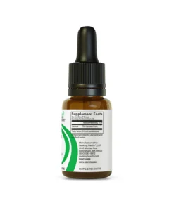 Small amber dropper bottle with a supplement facts label showing 750 lactase units per serving and manufacturing details.