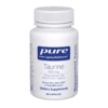 Bottle of Pure Encapsulations Taurine dietary supplement, 500 mg, gluten-free, non-GMO, hypoallergenic, 60 capsules.