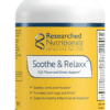 Bottle of Researched Nutritionals Soothe & Relaxx dietary supplement for soft tissue and stress support with 180 capsules