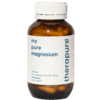 Amber bottle of Theerapure My Pure Magnesium capsules, labeled magnesium glycinate 150 mg and 90 capsules